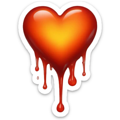 bleeding red heart glowing red-orange sticker