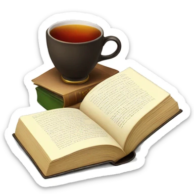 book and tea sticker