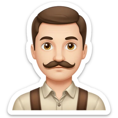 young polish man with moustache sticker