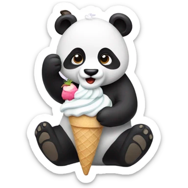 Panda eating ice cream sticker