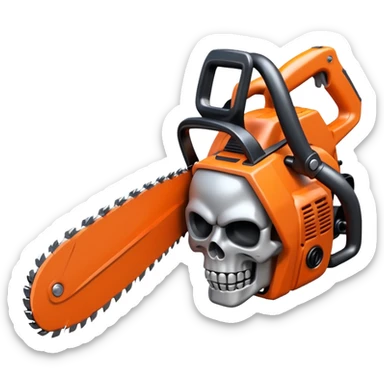 Two chainsaws making a skull sticker