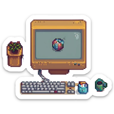 Sleepy desktop with computer zzz
 sticker