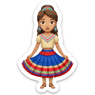 Chica con pollera de danza paraguaya  sticker
