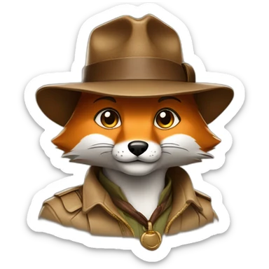 Fox dressed as indiana jones sticker