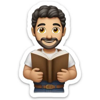 Armenian men reading book and looking at camera and smiling  sticker