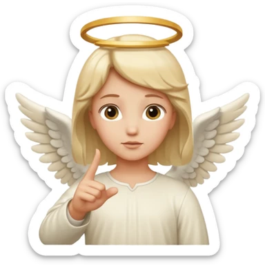 Create an angel with a distance between its two hands, its hands pointing downwards. sticker