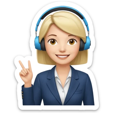 40 year old female with a bob, work as a facilitator, in the middle of a workshop sticker