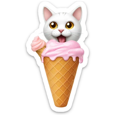 A cat eating ice cream sticker