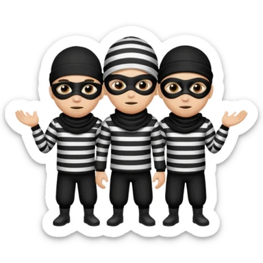 A 3 theif robbers emoji,Stripped shirt,eye mask, black head. sticker