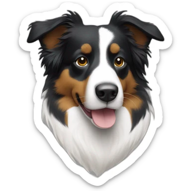 Mini Aussie black tricolour left side of face full white  sticker