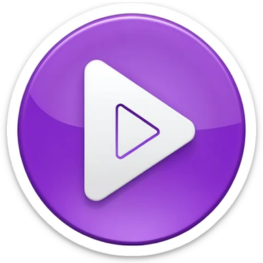A Solid purple and white play button sticker