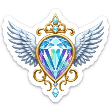 holy diamond emblem with white wings and diamond in the middle sticker