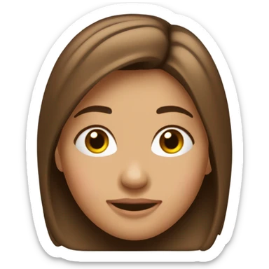 Emoji mujer morenita no tan oscura, con pelo rojo no tan puro ni tan claro, ojos chocolates, hoyuelos y sonriendo  sticker