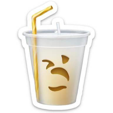 a single gold white striped straw in a see through cup sticker