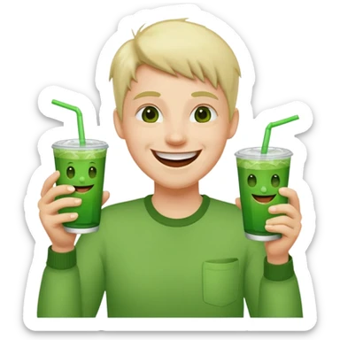 laughing face holding a double cup of green drank sticker