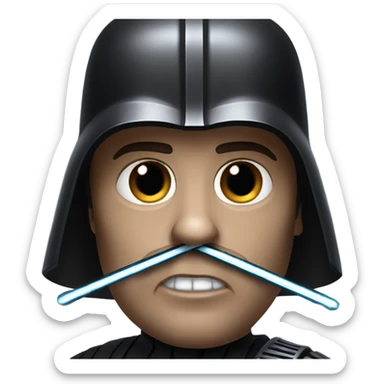 Realistic Darth Vader with a saber staff and a menacing look  sticker