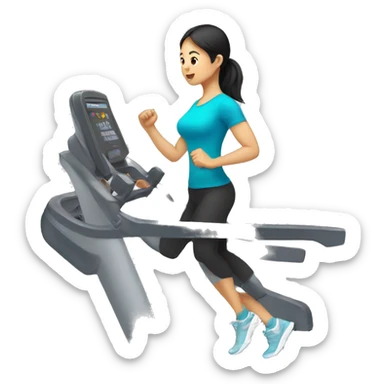 asian girl doing stairmaster machine in the gym sticker