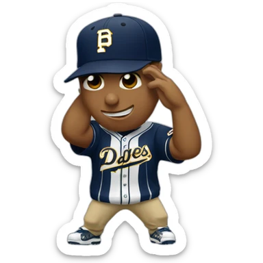 dabbing in padres hat sticker