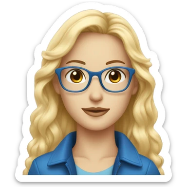 Une belle blonde au yeux bleu avec des lunettes sticker