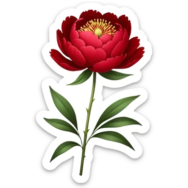 single red Peony, straight stem sticker