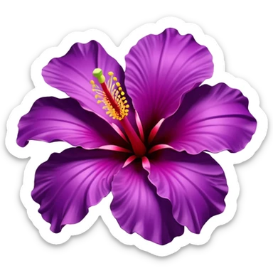 Realistic, detailed, 3D rending, Deep purple color Hibiscus HIbiscus  sticker
