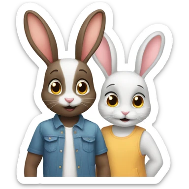 two bunnies  sticker