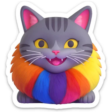 a happy cat with pride flag colors sticker