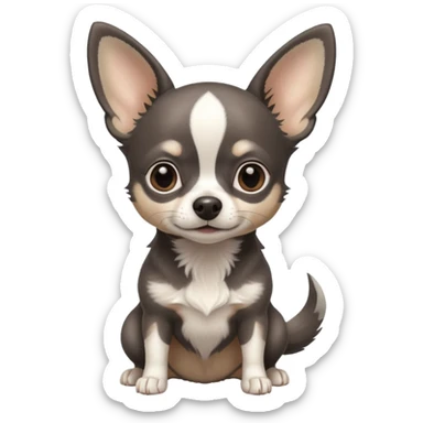 Very Dark graphite Chihuahua with white markings sticker