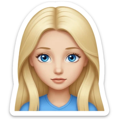 Fille jolie aux cheveux longs blonds, long cils  et yeux bleus.  sticker