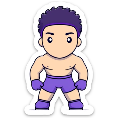 shirtless athletic man with white skin and black curly hair, wearing a purple ski mask sticker
