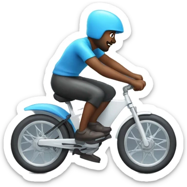 a 3d artist on a bike which supports with effort the emoji of the Small Blue Diamond sticker
