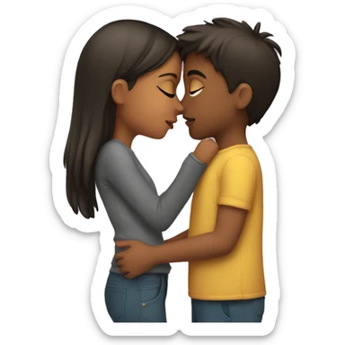 A girl kissing a boy sticker