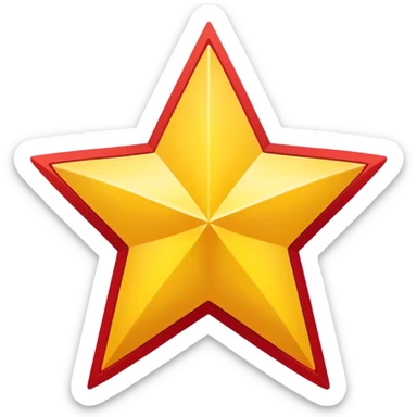 A large yellow star centered on a red field sticker