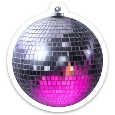 Disco ball with a pink bown sticker