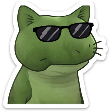 Cat in wimy and with sunglasses sticker