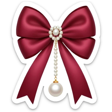 Maroon bow with hanging pearl sticker