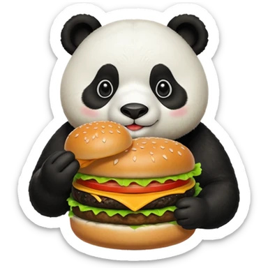 panda eating burger sticker