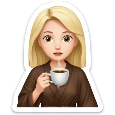 Woman drinking coffee and The edges of the eyes are wide open in the morning sticker