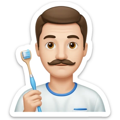 man with toothbrush moustache sticker
