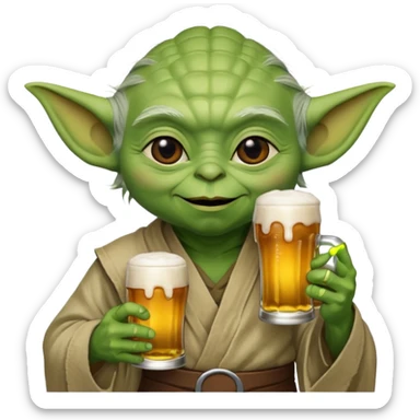 Yoda avec une bierre sticker
