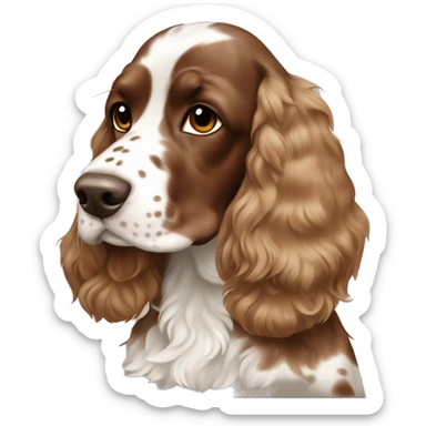 Brown with white spots working cocker spaniel sticker