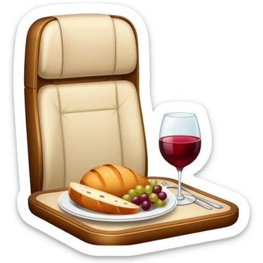 luxury plane food with wine sticker