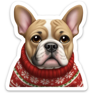 French bull dog wearing a Christmas sweater sticker