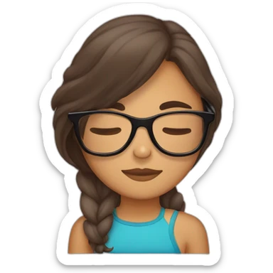 Une fille brune avec des lunettes qui dormir sticker