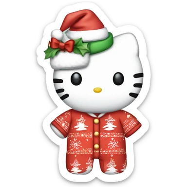 hello kitty in christmas pjamas sticker
