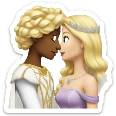 2 women princesses couple blonde kiss sticker