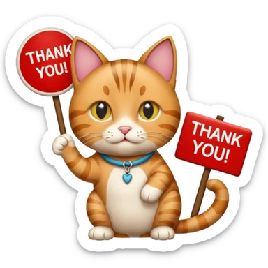 🐅 cat holding a sign that says thank you! sticker