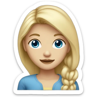 Girl with blond hair and blue eye makeblood test sticker