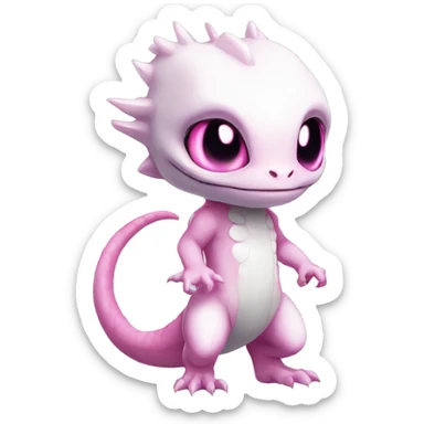 White, Chibi, White, Pink eyes, Anthro-Sona-Lizard-Alien-Fakémon, Full Body sticker