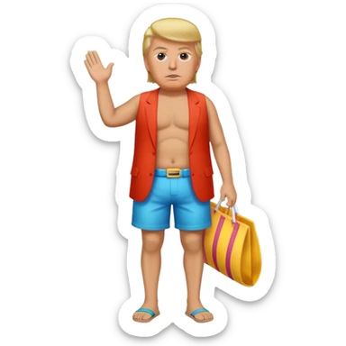 full body Trump standing in beach outfit sticker